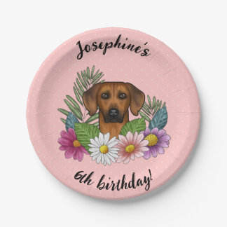 Rhodesian Ridgeback Dog And Flowers Birthday Party Paper Plates