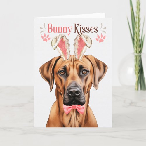 Rhodesian Ridgeback Dog Bunny Ears for Easter Holiday Card
