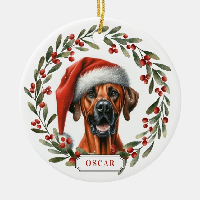Rhodesian Ridgeback Dog Ceramic Circle Ornament (Front)