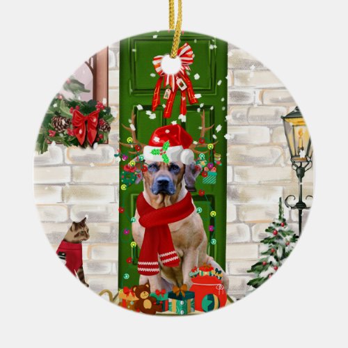 Rhodesian Ridgeback Dog Christmas  Ceramic Ornament
