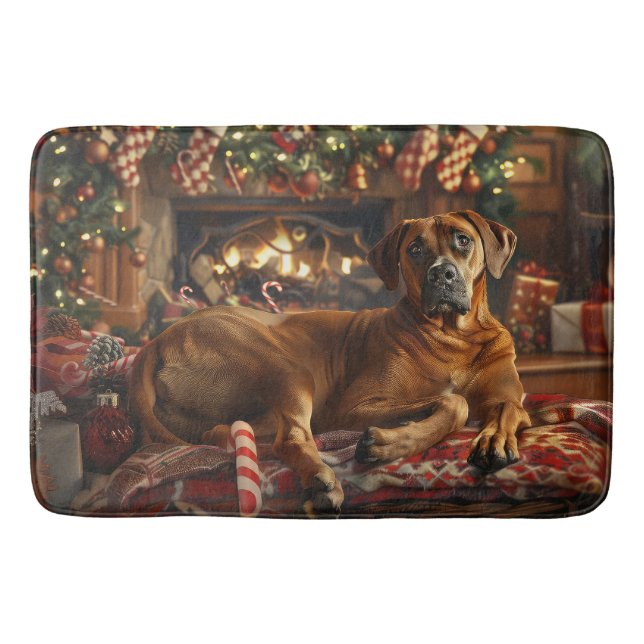 Rhodesian Ridgeback Dog Christmas Festive Bath Mat (Front)