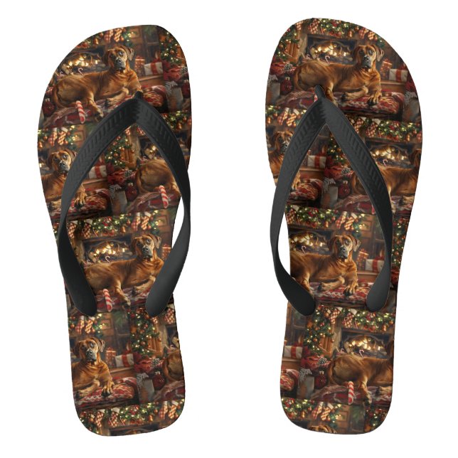 Rhodesian Ridgeback Dog Christmas Festive Flip Flops (Footbed)