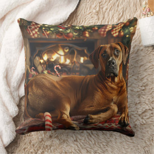 Rhodesian Ridgeback Dog Christmas Festive Throw Pillow