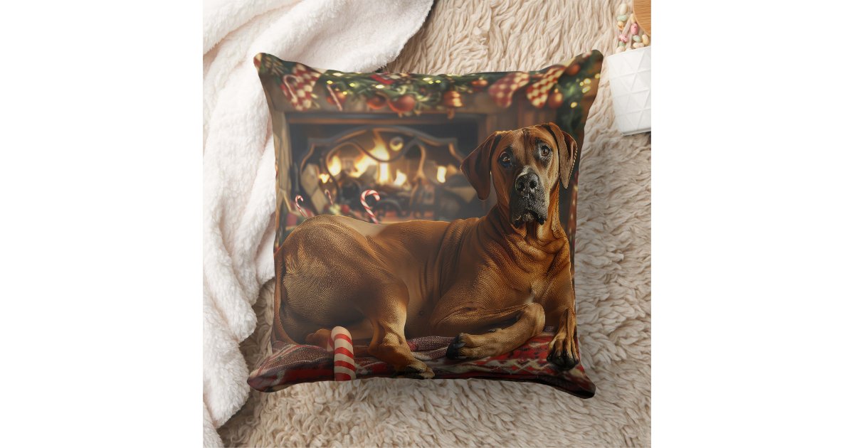 Rhodesian Ridgeback Dog Christmas Festive Throw Pillow | Zazzle