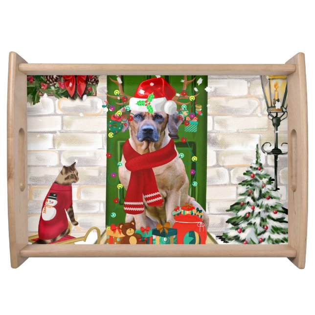 Rhodesian Ridgeback Dog Christmas Gift Bag Serving Tray (Front)