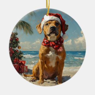 Rhodesian Ridgeback Dog Christmas Vintage Beach Ceramic Ornament