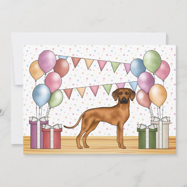 Rhodesian Ridgeback Dog Colorful Pastel Birthday Invitation (Front)