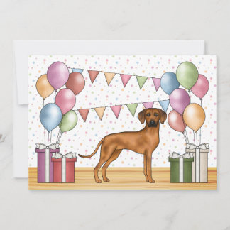 Rhodesian Ridgeback Dog Colorful Pastel Birthday Invitation