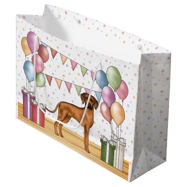 Rhodesian Ridgeback Dog Colorful Pastel Birthday Large Gift Bag (Front Angled)