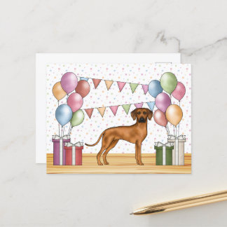 Rhodesian Ridgeback Dog Colorful Pastel Birthday Postcard