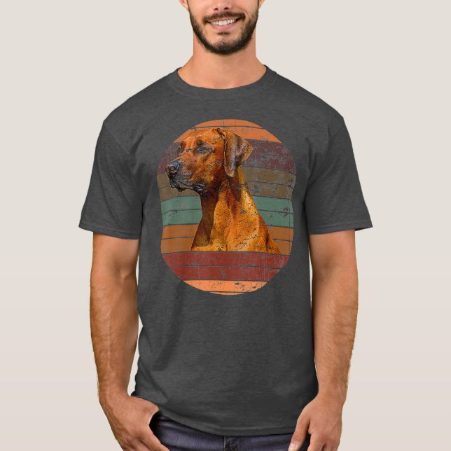 Rhodesian Ridgeback Dog Gift Retro Sunset T-Shirt (Front)