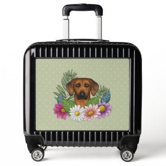 Rhodesian Ridgeback Dog Head And Summer Florals Luggage
