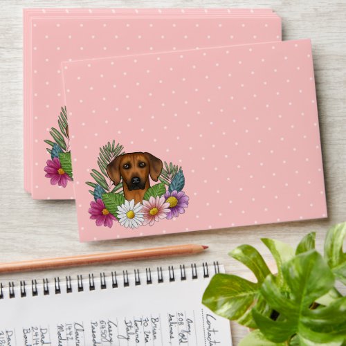 Rhodesian Ridgeback Dog Head Colorful Floral Pink Envelope
