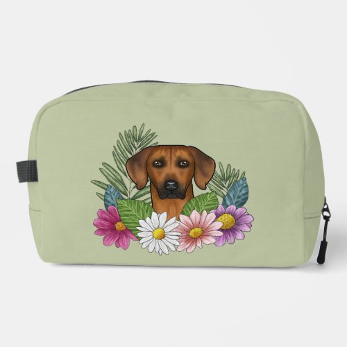 Rhodesian Ridgeback Dog Head Colorful Wildflowers Dopp Kit