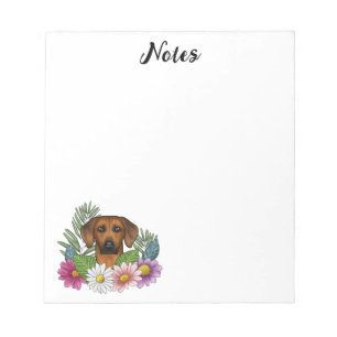Rhodesian Ridgeback Dog Head Colorful Wildflowers Notepad