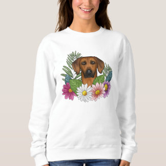 Rhodesian Ridgeback Dog Head Colorful Wildflowers Sweatshirt