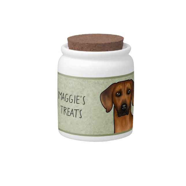 Rhodesian Ridgeback Dog Head On Green Pet Treat Candy Jar (Front)