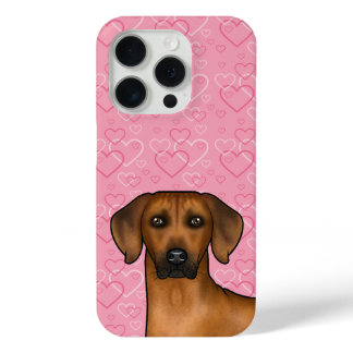 Rhodesian Ridgeback Dog Head On Pink Love Hearts iPhone 15 Pro Case