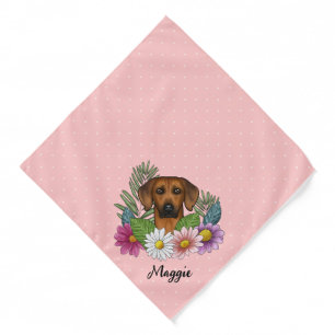 Rhodesian Ridgeback Dog Head Summer Florals Pink Bandana