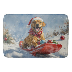 Rhodesian Ridgeback Dog in Sledge Christmas Bath Mat