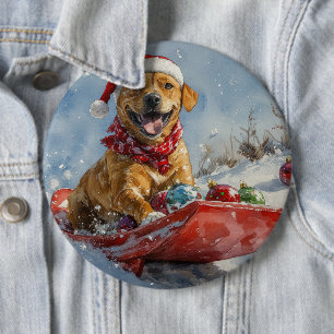 Rhodesian Ridgeback Dog in Sledge Christmas Button