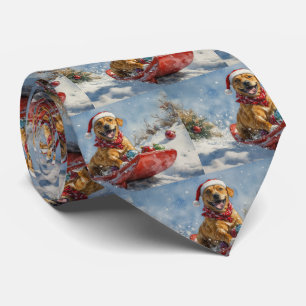 Rhodesian Ridgeback Dog in Sledge Christmas Neck Tie