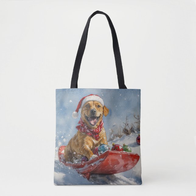 Rhodesian Ridgeback Dog in Sledge Christmas Tote Bag (Front)