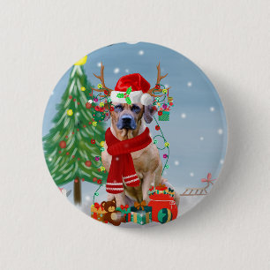 Rhodesian Ridgeback Dog in Snow Christmas Gift Button