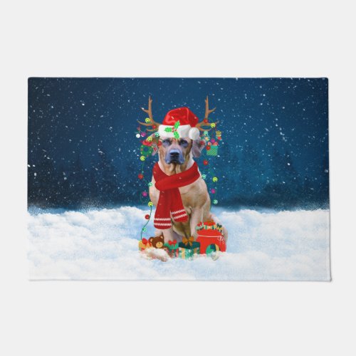 Rhodesian Ridgeback Dog in Snow Christmas Gift  Doormat
