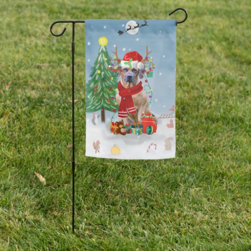 Rhodesian Ridgeback Dog in Snow Christmas Gift Garden Flag