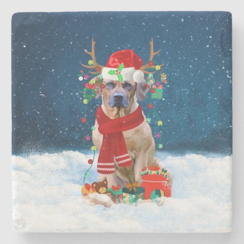 Rhodesian Ridgeback Dog in Snow Christmas Gift  Stone Coaster