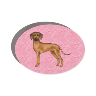 Rhodesian Ridgeback Dog Love Heart Pattern Pink Car Magnet