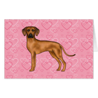 Rhodesian Ridgeback Dog Love Heart Pattern Pink Card