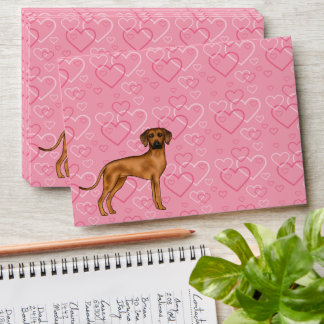 Rhodesian Ridgeback Dog Love Heart Pattern Pink Envelope