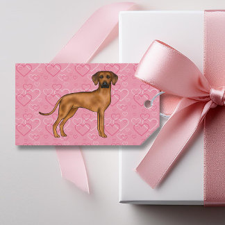 Rhodesian Ridgeback Dog Love Heart Pattern Pink Gift Tags