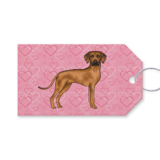 Rhodesian Ridgeback Dog Love Heart Pattern Pink Gift Tags