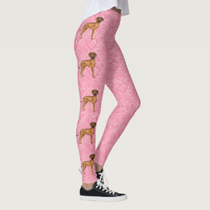 Rhodesian Ridgeback Dog Love Heart Pattern Pink Leggings