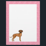 Rhodesian Ridgeback Dog Love Heart Pattern Pink Letterhead<br><div class="desc">Destei's original cartoon illustration of a cute Rhodesian Ridgeback breed dog. The middle background color is white ideal for writing notes while the border color is pink with a pattern of pink heart shapes in different sizes.</div>