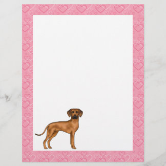 Rhodesian Ridgeback Dog Love Heart Pattern Pink Letterhead