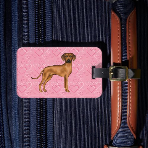 Rhodesian Ridgeback Dog Love Heart Pattern Pink Luggage Tag