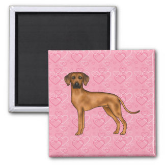 Rhodesian Ridgeback Dog Love Heart Pattern Pink Magnet