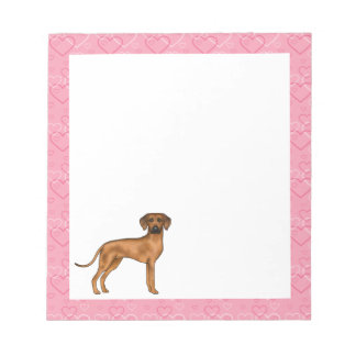 Rhodesian Ridgeback Dog Love Heart Pattern Pink Notepad