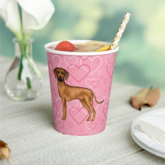 Rhodesian Ridgeback Dog Love Heart Pattern Pink Paper Cups