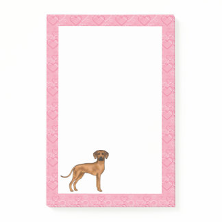 Rhodesian Ridgeback Dog Love Heart Pattern Pink Post-it Notes