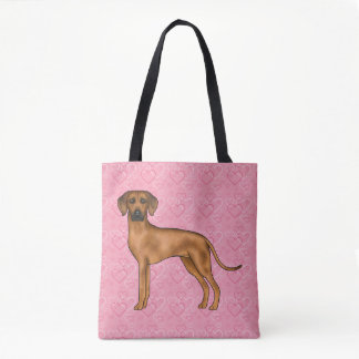 Rhodesian Ridgeback Dog Love Heart Pattern Pink Tote Bag
