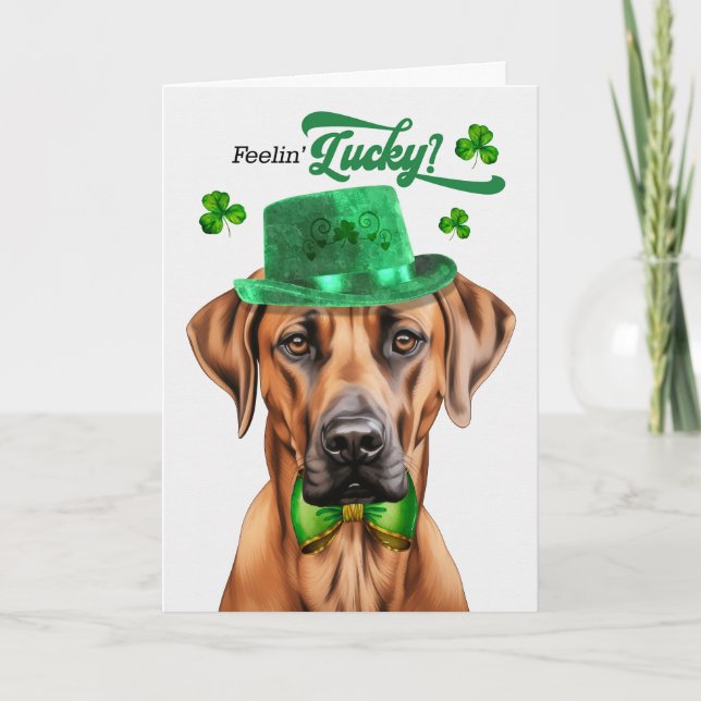 Rhodesian Ridgeback Dog Lucky St Patrick's Day Holiday Card (Front)