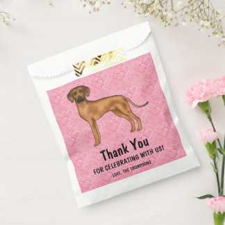 Rhodesian Ridgeback Dog On Pink Hearts Thank You Favor Bag