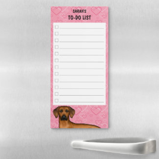 Rhodesian Ridgeback Dog On Pink Hearts To-Do List Magnetic Notepad