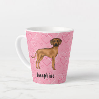 Rhodesian Ridgeback Dog On Pink Hearts With Name Latte Mug