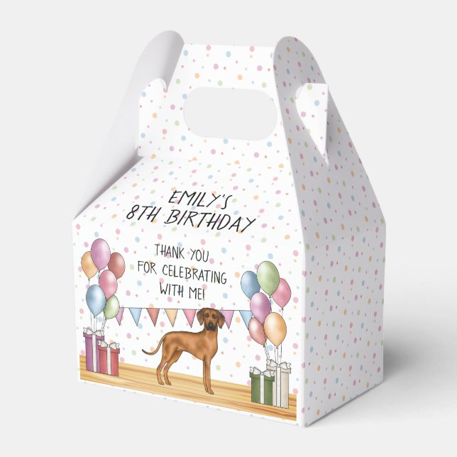 Rhodesian Ridgeback Dog Pastel Birthday Thank You Favor Boxes (Front Side)